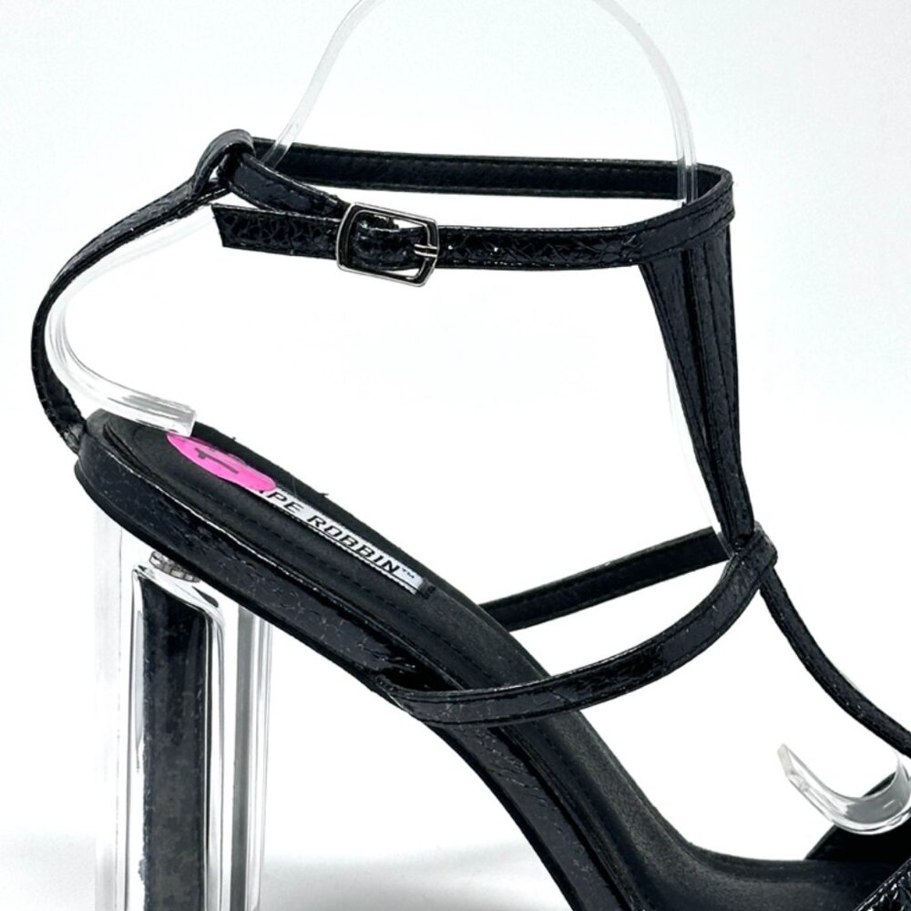Cape Robbin Maria 8 Lucite Glitter Heels with Ankle Strap Black Size 11